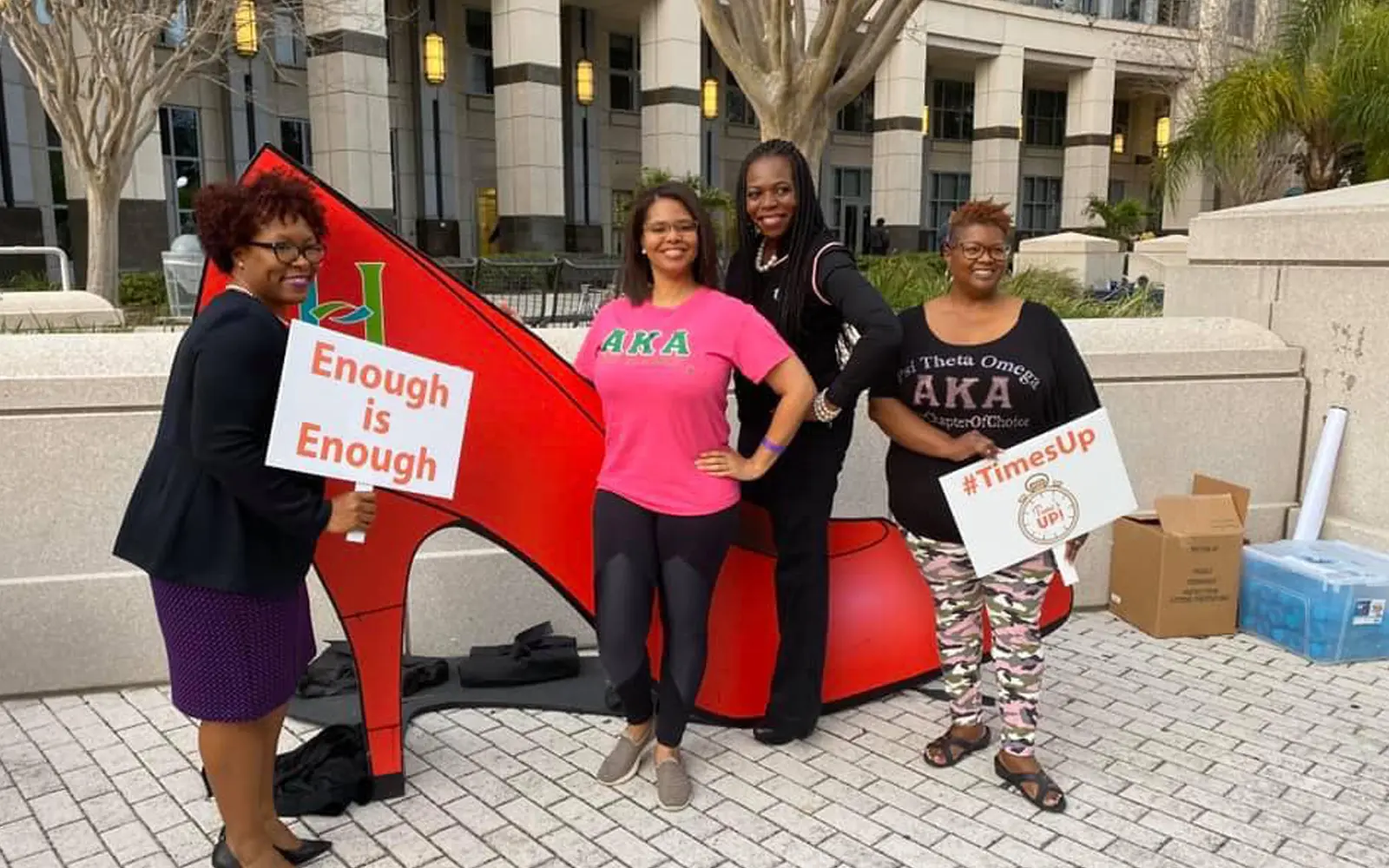 Tiffany Moore Russell with supporters at a community event